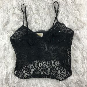 Vintage Victoria Secret Gold label Sheer Cami Lace